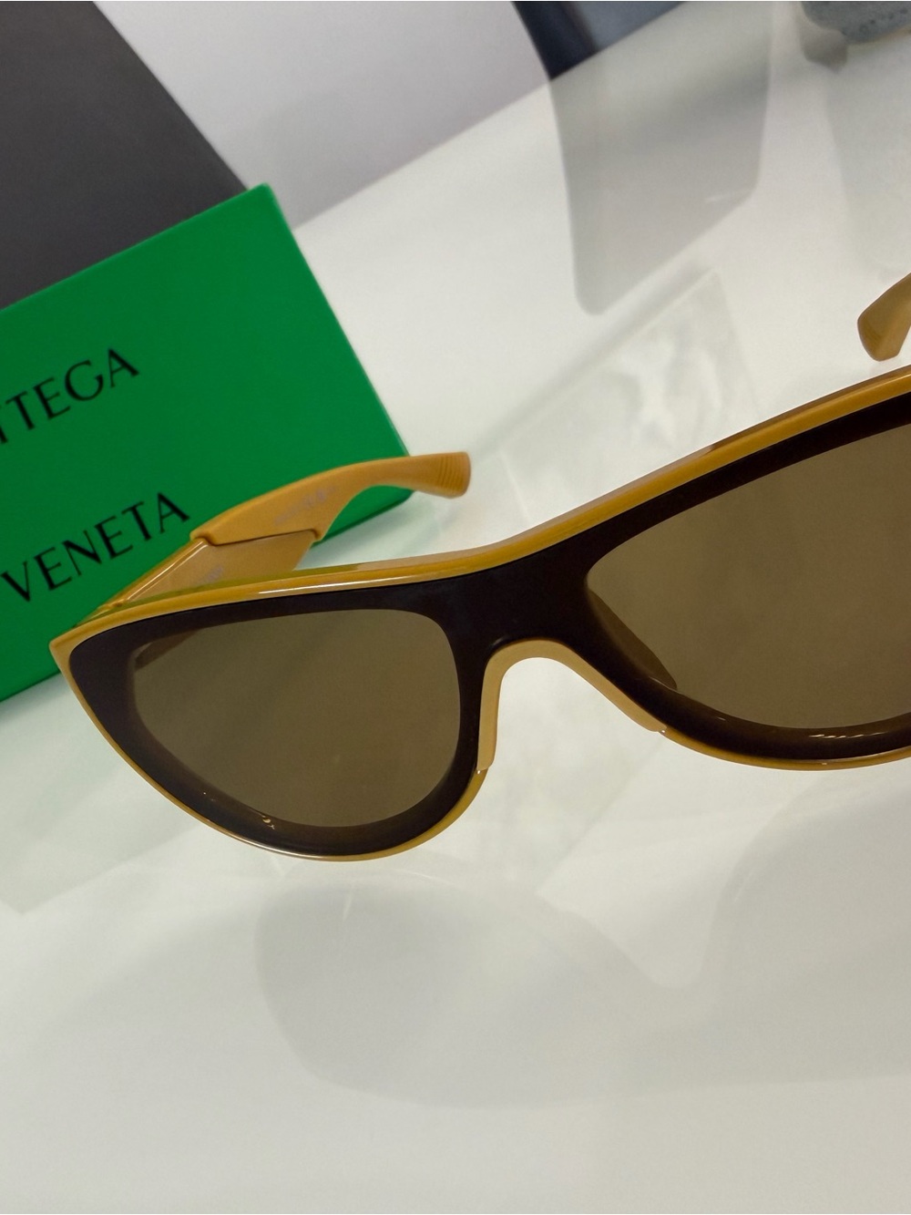 Bottega Veneta Two-Tone Black and Mustard Cat-Eye Sunglasses